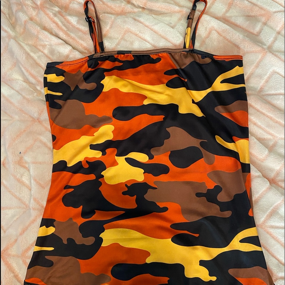 Orange Camo Shein bodysuit